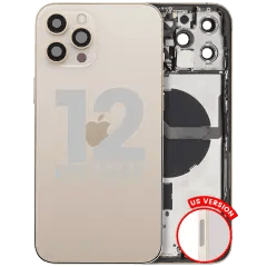 Baksida med smådelar för iPhone 12 Pro Max (amerikansk version) (begagnad OEM-dragning: klass A) (guld)