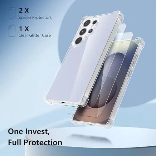 2-pack skärmskydd och silikonfodral för Samsung S23 transparent