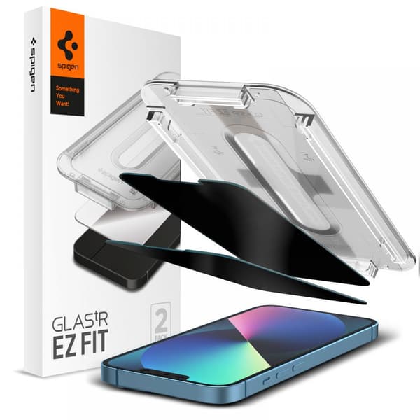 Spigen härdat glas GLAS.TR \"EZ FIT\" 2-pack för iPhone 13 / 13 PRO / 14 / 16E 6,1\" sekretess