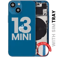 Baksida med smådelar för iPhone 13 Mini (EU / Global version) (Begagnad OEM-dragning: Klass A) (Blå)