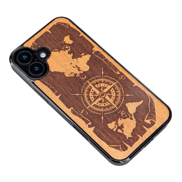 Bewood-fodral för iPhone 16 Plus 6,7\" Kompass Merbau