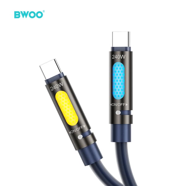 BWOO 240W Typ C till Typ C Data doftande kabel med RGB-belysning svart X325C-C svart