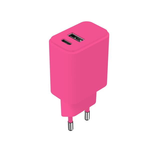 Setty laddare USB + USB-C 20W LSIM-AC-206 rosa