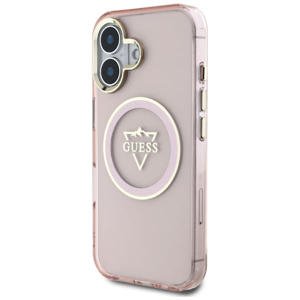 Guess Hardcase MagSafe IML Metal Mountain Logo Case for iPhone 16 6.1\" Pink