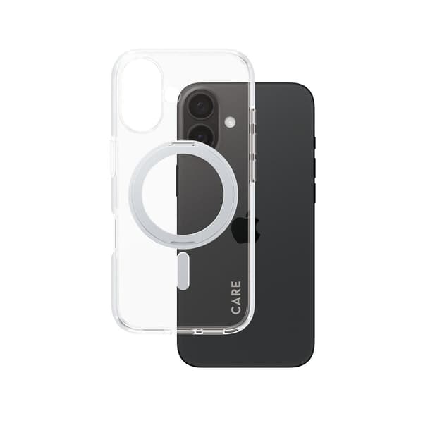 PanzerGlass CARE by Feature Case Transparent med Silver Kickstand & MagSafe iPhone 16 Skal Transparent Apple iPhone 16 silver