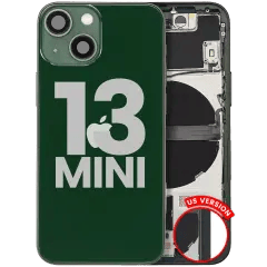 Baksida med smådelar för iPhone 13 Mini (amerikansk version) (begagnad OEM-del: Grade C) (grön)