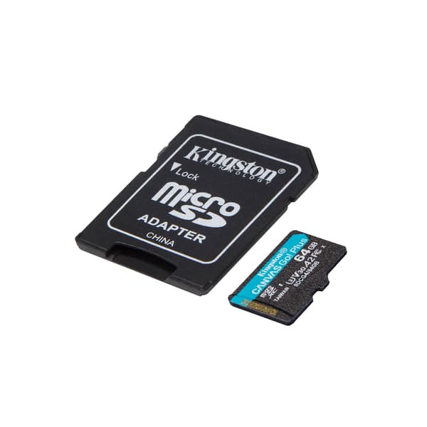 Kingston minneskort 64GB microSDXC Canvas Go Plus Gen4 200MB/s A2 U3 V30 + adapter