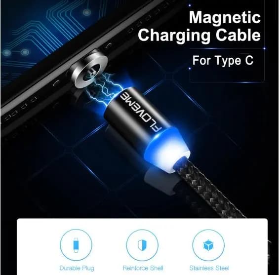1M Magnetkabel för USB-C Snabb Laddning – Svart svart