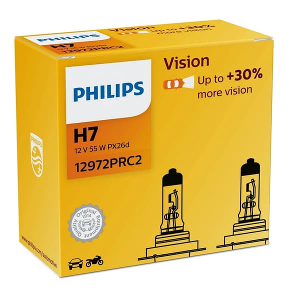 Philips H7 Vision Bilglödlampa 2st 12V 55W 12972PRC2
