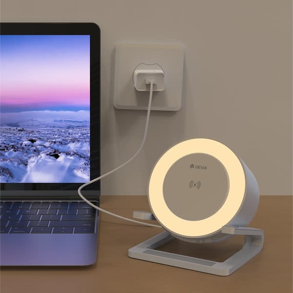 Devia Bluetooth-högtalare IM-3 med trådlös laddare 15W och ljus vit