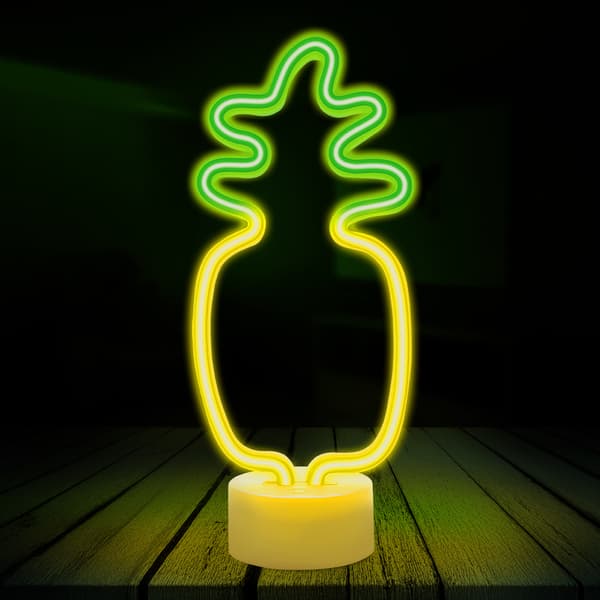 Neon LED på stativ PINEAPPLE orange grön USB-C FSC-12 Forever Light