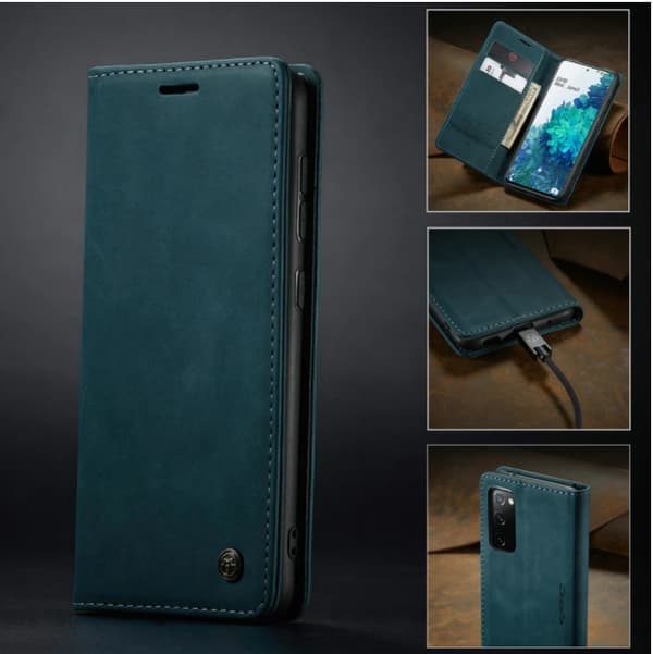Läderfödral caseme 0013 för  iphone 14 pro max grön grön