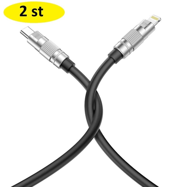 2-pack XO-kabel USB-C - Lightning 1,2 m 27W – Svart svart