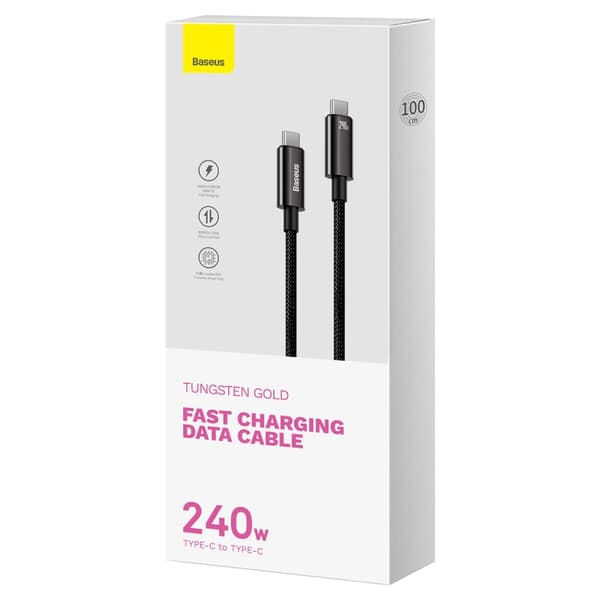 Baseus kabel Tungsten PD USB-C - USB-C 1,0m svart 240W svart