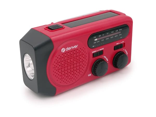 Denver SCR-2010 FM nödradio med håndsving och solcelleopladning