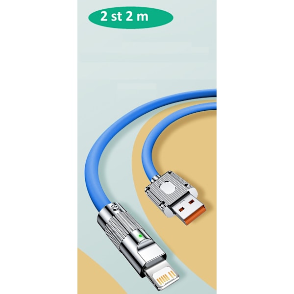 2st 2m 120W snabb iphone USB laddare blå blå