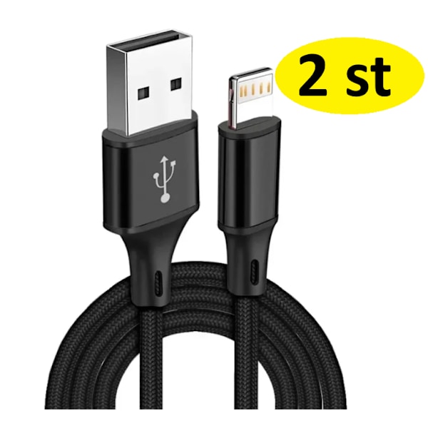 2 st 3m iPhone-kabel svart