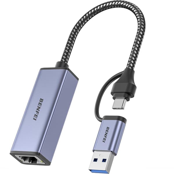 BENFEI-adapter USB A USB C till RJ45 USB 3.0 grå