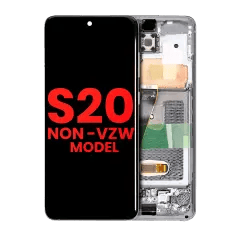 OLED-enhet med ram för Samsung Galaxy S20 5G (ej Verizon 5G UW-ram) (Eftermarknad Plus) (Cloud White) vit