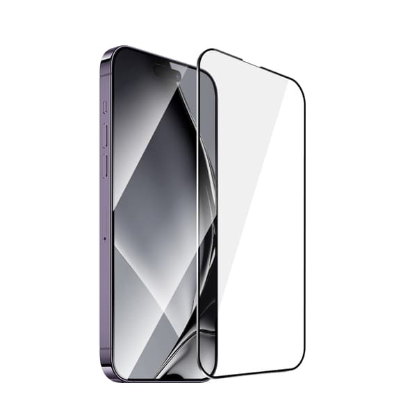 Härdat glas metallram för iPhone 14 Pro Max 6,7\" svart ram