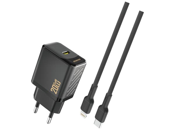 Dudao A26LEU Adapter 20Watt 1xUSB-C (1m USB-C till Lightning-kabel ingår) svart svart