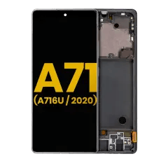 OLED-enhet med ram för Samsung Galaxy A71 5G (A716U / 2020) (renoverad) (Prism Cube Black) svart