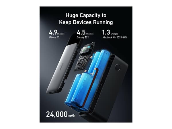 Anker 737 Powerbank 24000mAh 1xUSB-A 2xUSB-C svart svart