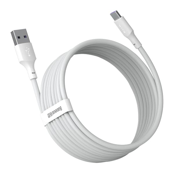 Baseus-kabel Simple Wisdom USB - USB-C 1,5 m 5A vit 2 st