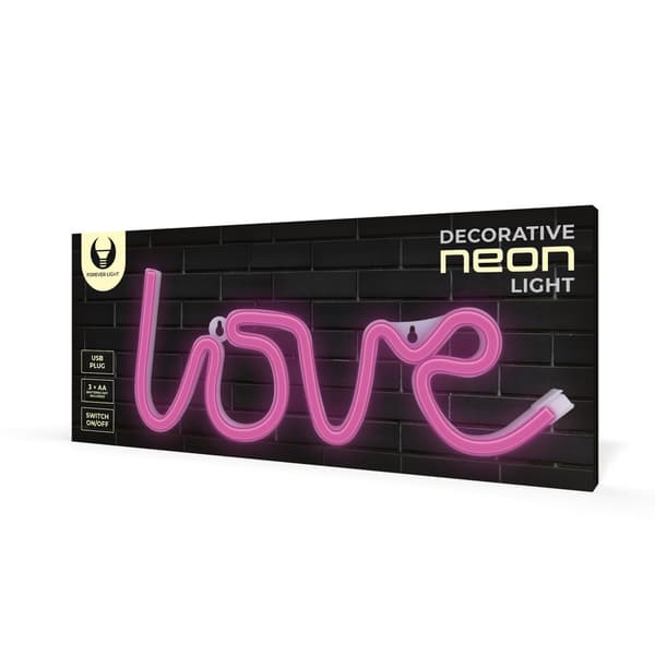 Neon LED-ljus KÄRLEK rosa Bat + USB FLNE05 Forever Light