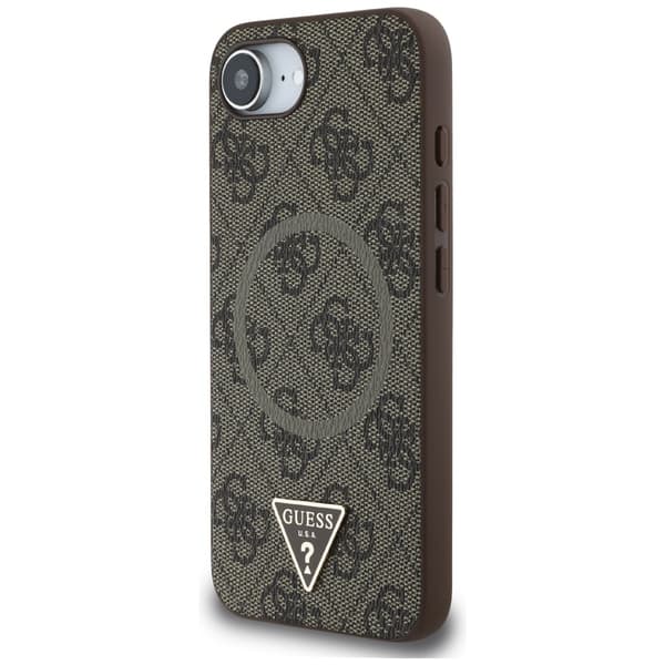 Guess HC MagSafe PU 4G Ring Triangle Logo skal för iPhone 16e Brun