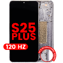 OLED-enhet med ram för Samsung Galaxy S25 Plus 5G (amerikansk och internationell version) (Eftermarknad Plus) (120Hz) (Silver Shadow)