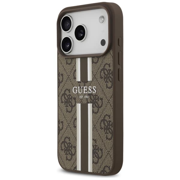 Guess 4G Printed Stripes MagSafe fodral för iPhone 17 Pro brun brun