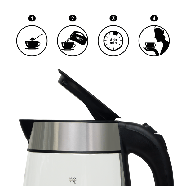 Huslog vattenkokare i glas 1,7L AK-0537 brun