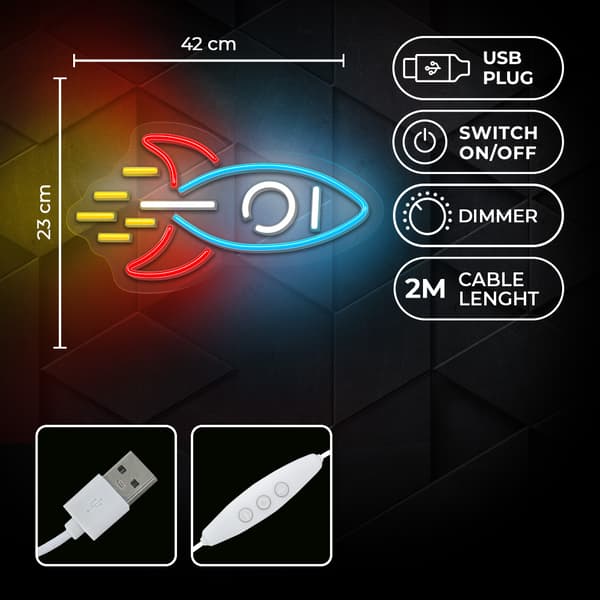 Neon PLEXI LED ROCKET flerfärgad NNE18 Neolia
