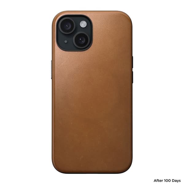 Nomad Modern läderfodral för iPhone 15 6,1\" engelskt brunt
