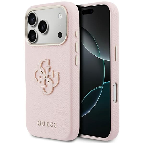 Guess HC PU FW RESIN LOGO rosa fodral för iPhone 17 Pro Max