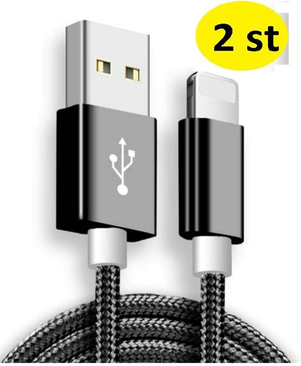 2-pack iPhone Laddkabel (3 m) – Svart svart