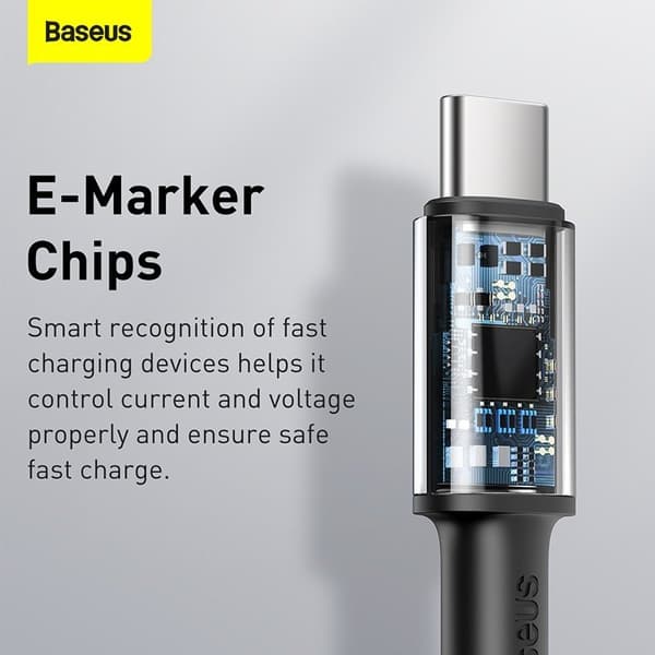 USB-C till USB-C-kabel 100W PD - MERSKYDD Snabbladdning, Flätad, 1m