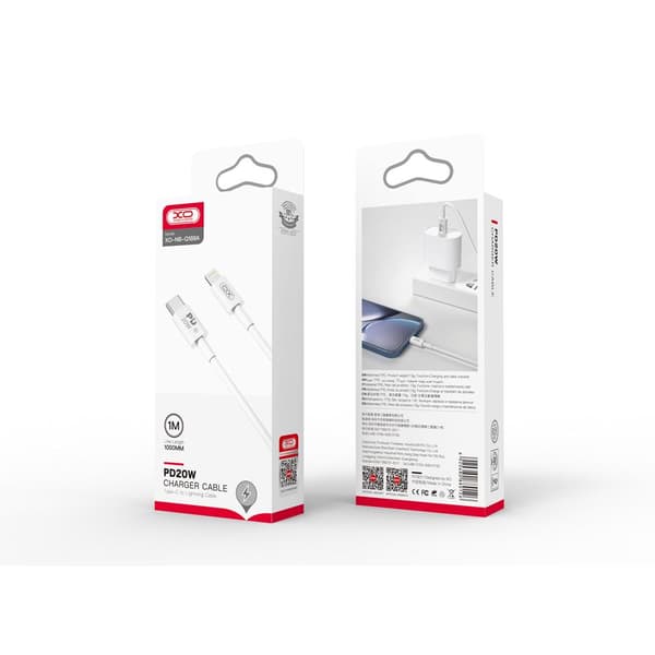 XO-kabel NB-Q189A PD USB-C - Lightning 1,0m 20W vit vit