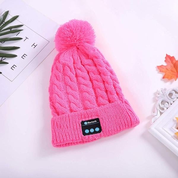 Bluetooth-hatt med pompon (rosa) rosa