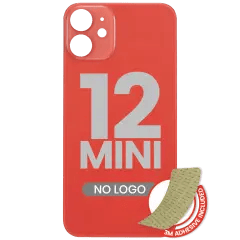 Bakglas med 3M-lim för iPhone 12 Mini (ingen logotyp / stort kamerahål) (röd) röd