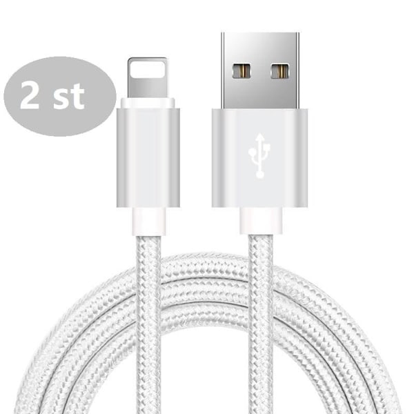 2 st top kvalitet 3 m iphone kabel - silver