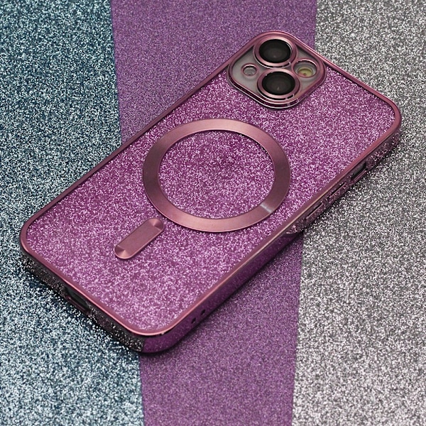 Glitter Chrome Mag-fodral för iPhone 15 plus rosa rosa