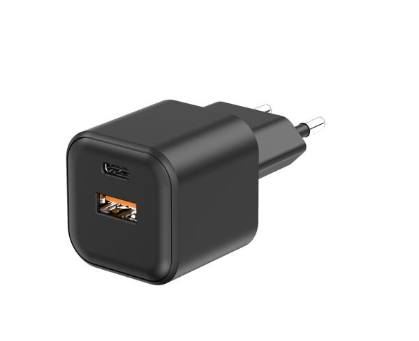 Setty väggladdare USB-A + USB-C 20W LSGaN-AC-201 svart