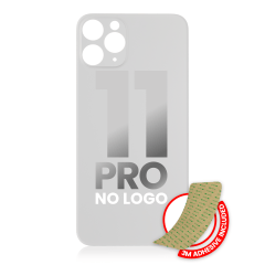 Bakglas med 3M-lim för iPhone 11 Pro (ingen logotyp / stort kamerahål) (silver) silver