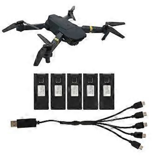 Drone-tarvikkeet 5 kpl Drone Litiumakku 3.7V 1800mah Kauko-ohjattavan lentokoneen mallitarvikkeet latauskaapelilla