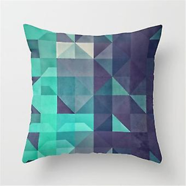 Geometrisk Abstrakt Kuddfodral Dekoration för Sovrum Hem (V Teal Blå)