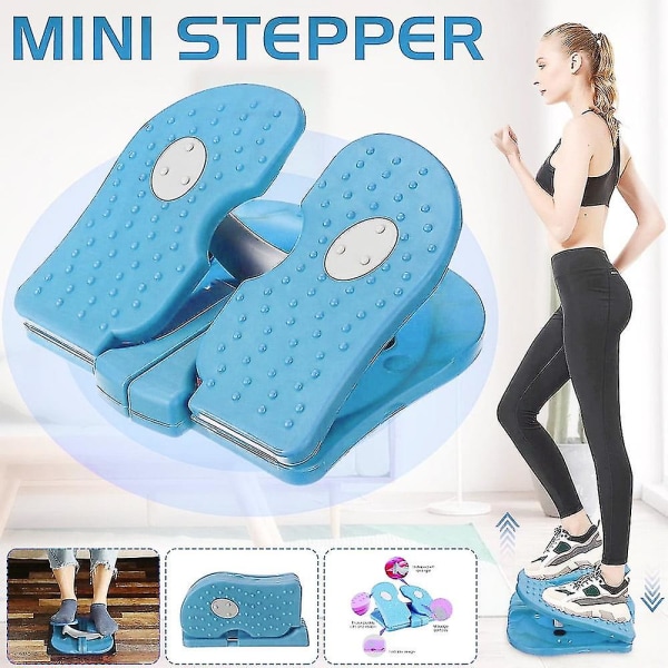 Portable Mini Stepper Under Desk Mini Stepper Exerciser Stationary Exerciser Fitness Folding Exerciser Compatible With Home Office Blue