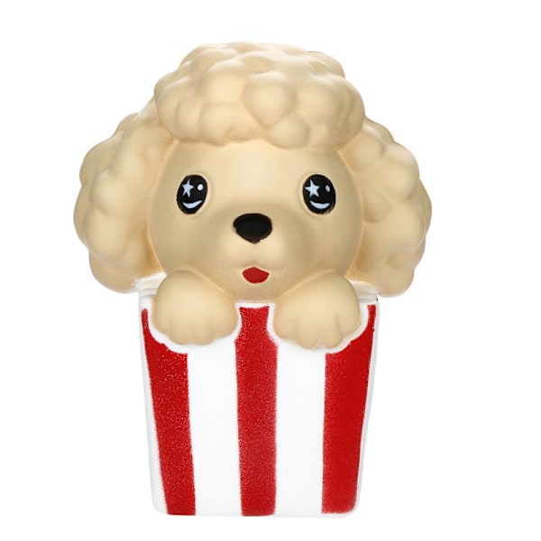 Popcorn hund stressboll (ca 12cm hög), långsamt stigande och