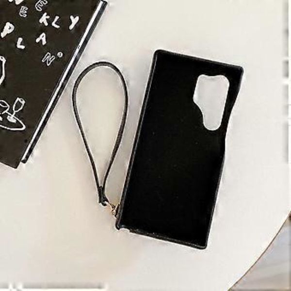 För Samsung Galaxy S23 Ultra Skal Spegeldesign PU Läder Baksida med Kortfack, Handledsrem (Stil B)